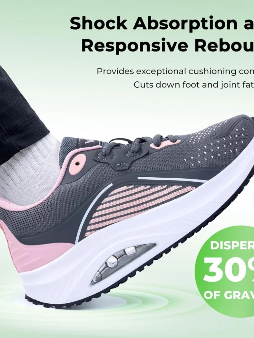 Women's Grey-pink Walking Shoes Orthotic Tennis Sneakers for Foot Pain Relief